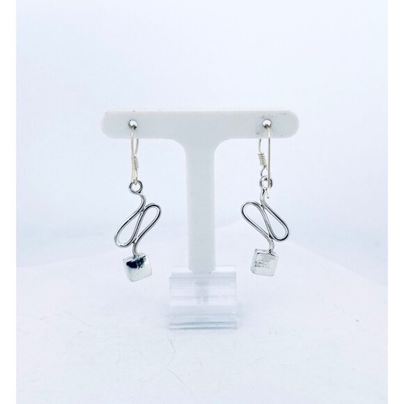 Sterling Silver 925 Lapis Lazuli Drop Dangle Earrings Hook Design, Weight 3.45g - Picture 6 of 11